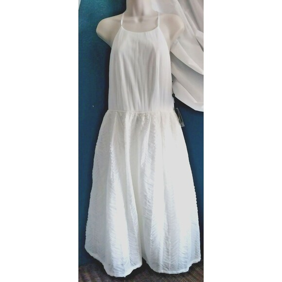 NWT Adrianna Papell AP1E207841 - Halter Sleeveless Formal Dress White Sz 12 - Picture 1 of 11
